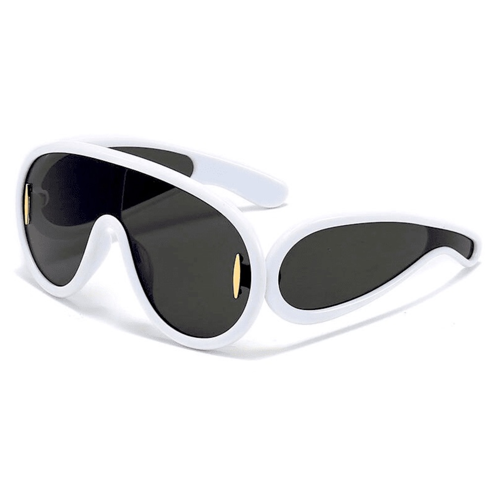 White Luxury Y2K Cyberpunk Sunglasses - Oversized Eyewear  Sun Protectio…